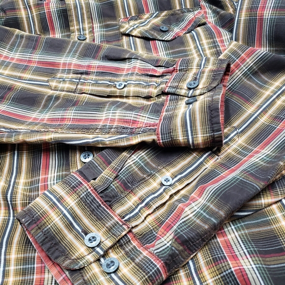 The North Face Men's Brown Red Plaid Button Down Shirt Size Large Casual - Picture 11 of 13
